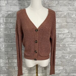 moon & madison Dark Mauve Button-Up Cardigan